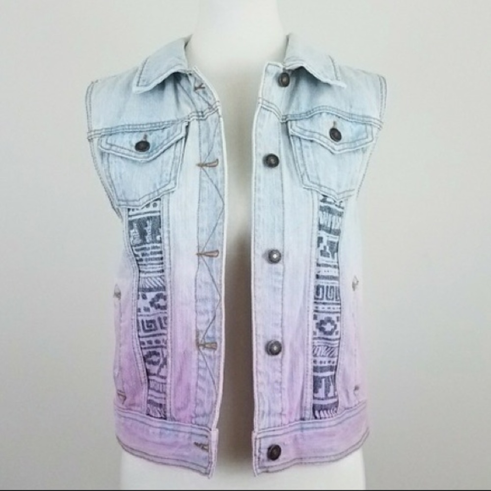 Ombré Jean Jacket Vest